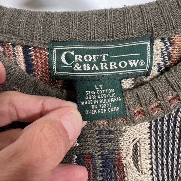 Vintage Croft & Barrow 3D Textured Coogi Style Multicolor Mens Sweater 90s - Picture 8 of 8